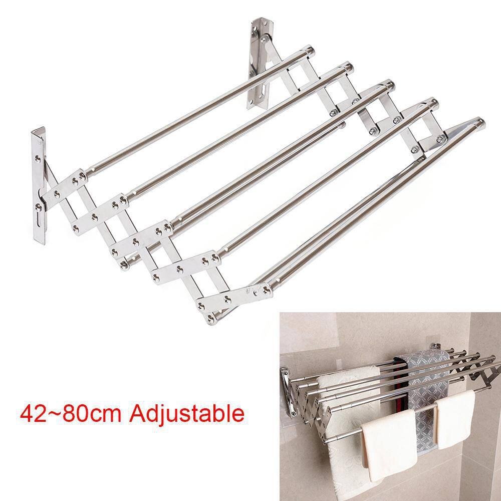 YIYIBYUS 31.5 in. x 5.7 in. Silver Stainless Steel Folding Telescopic Towel Rack Garment Rack HG-ZTYJ-6572