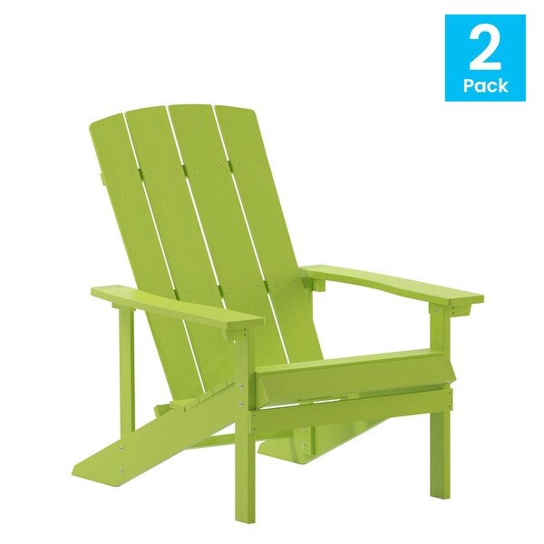 2 Pack Vertical Lattice Back All-Weather Poly Resin Adirondack Chairs - Overstock - 37772949