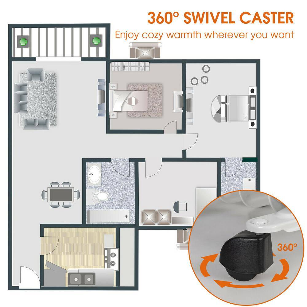 Costway 1500-Watt Electric Oil-Filled Radiant Space Heater with Adjustable Thermostat EP24918US-WH