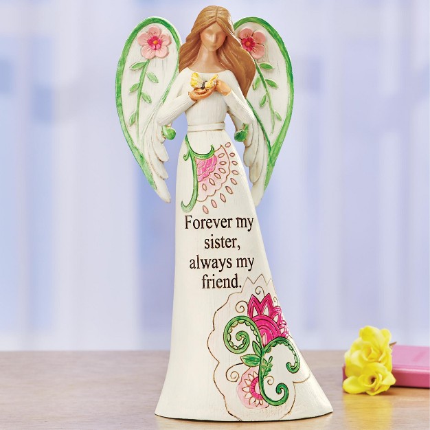 Collections Etc Floral Tabletop Angel Figurine With Sentiment Saying