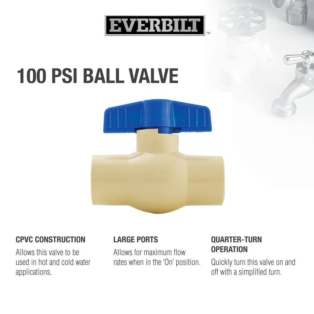 Everbilt 34 in. CPVC Solvent x Solvent Ball Valve 107-124EB