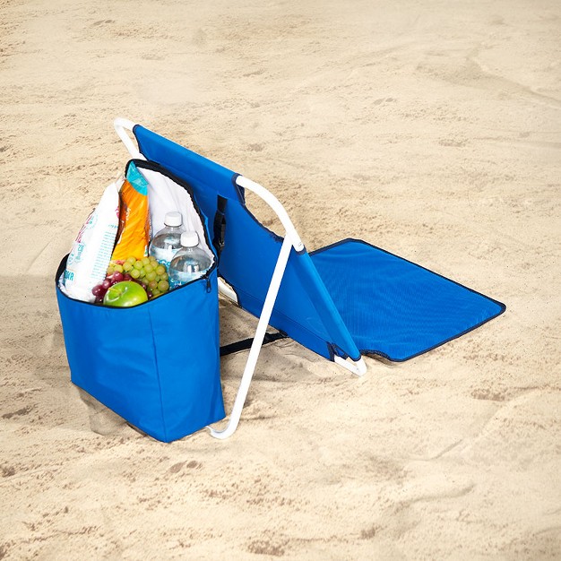 The Lakeside Collection Folding Beach Chair With Cooler Blue