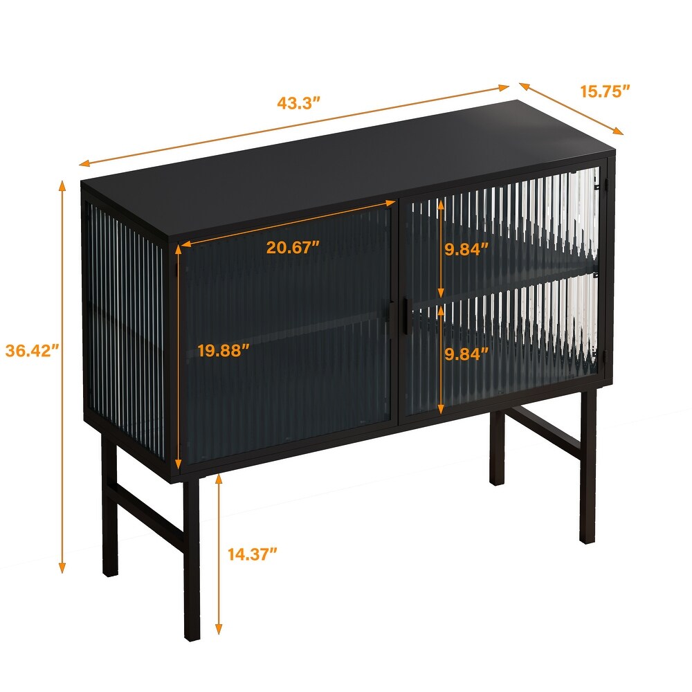 Modern Glass Storage Cabinet Sideboard Buffet