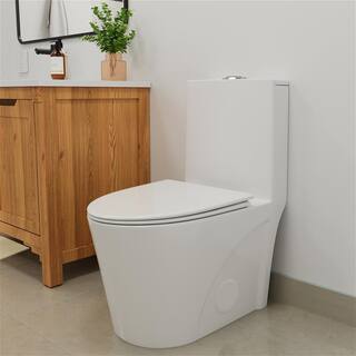 INSTER 1-piece 1.11.6 GPF Top Buttom Dual Flush Elongated Toilet in White Seat Included HDDZYNTL0005