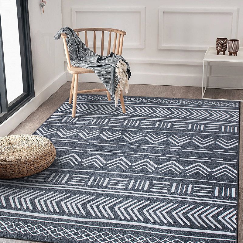 World Rug Gallery Contemporary Geometric Bohemian Machine Washable Area Rug