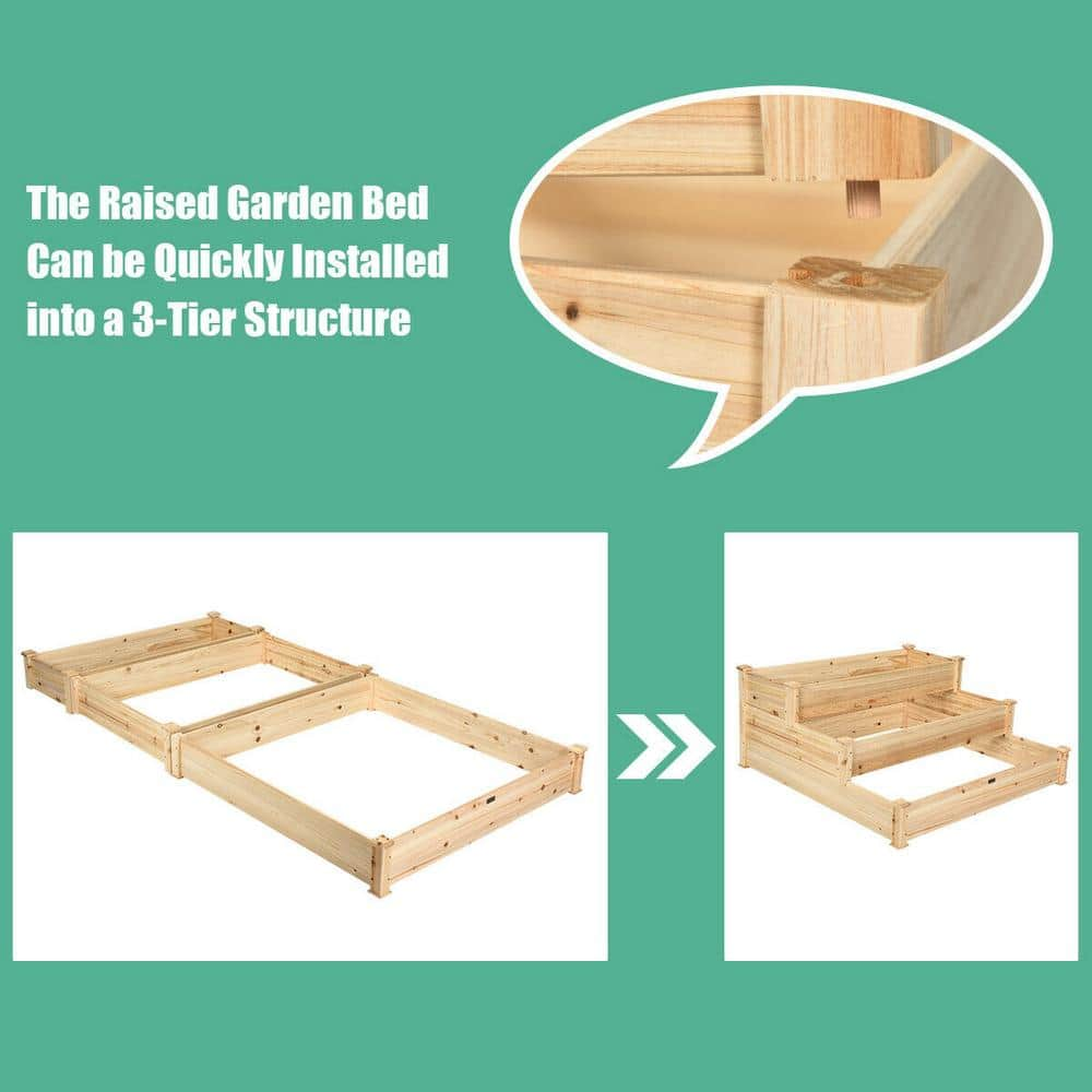 WELLFOR 3 Tier Natural Fir Wood Raised Bed GT-HPY-3530