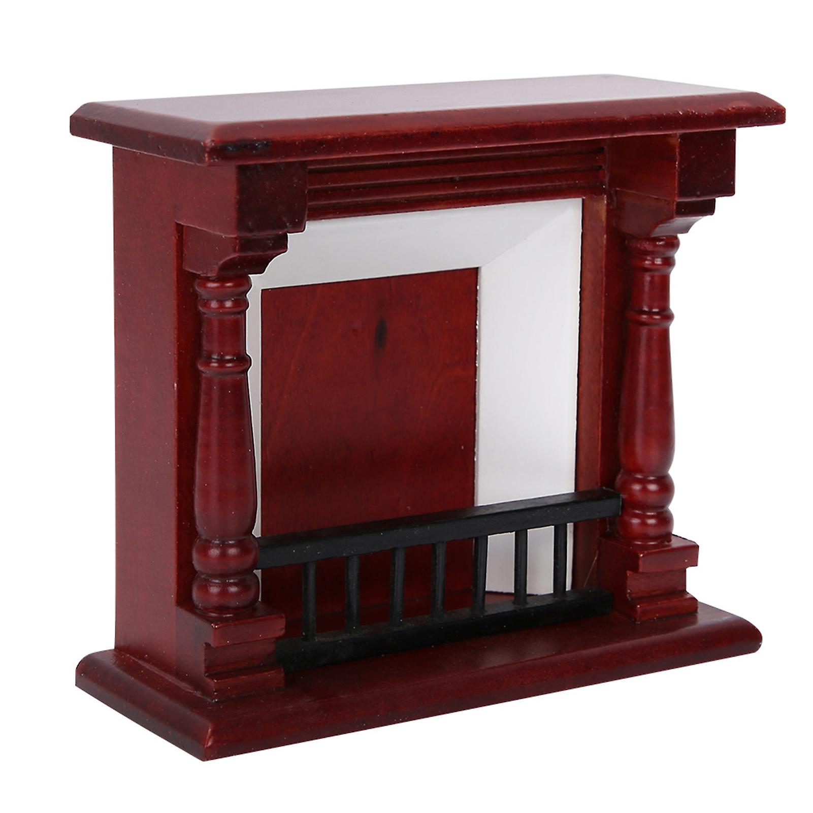 Dollhouse Decoration Furniture Rose Wood Mini Fireplace For 1/12 Scale Doll