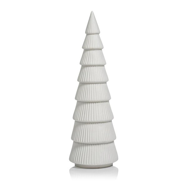 Matt White Holiday Tree Sculptures4 x 12，Set of 2