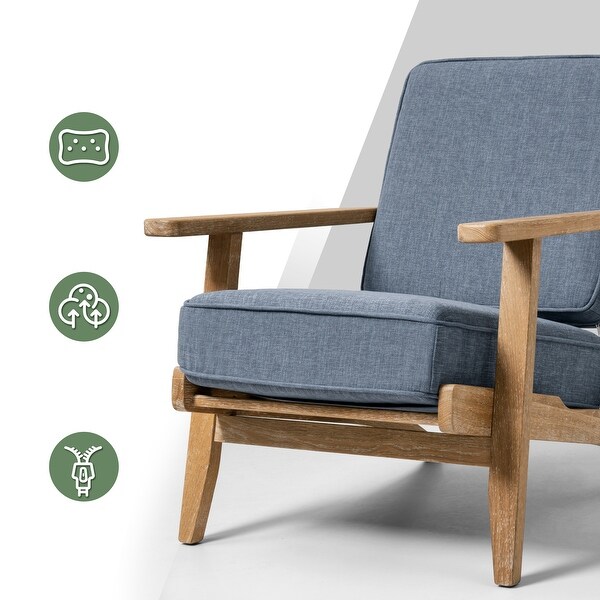 VredHom Oak Mid-century Upholstered Accent Chair with Cushions