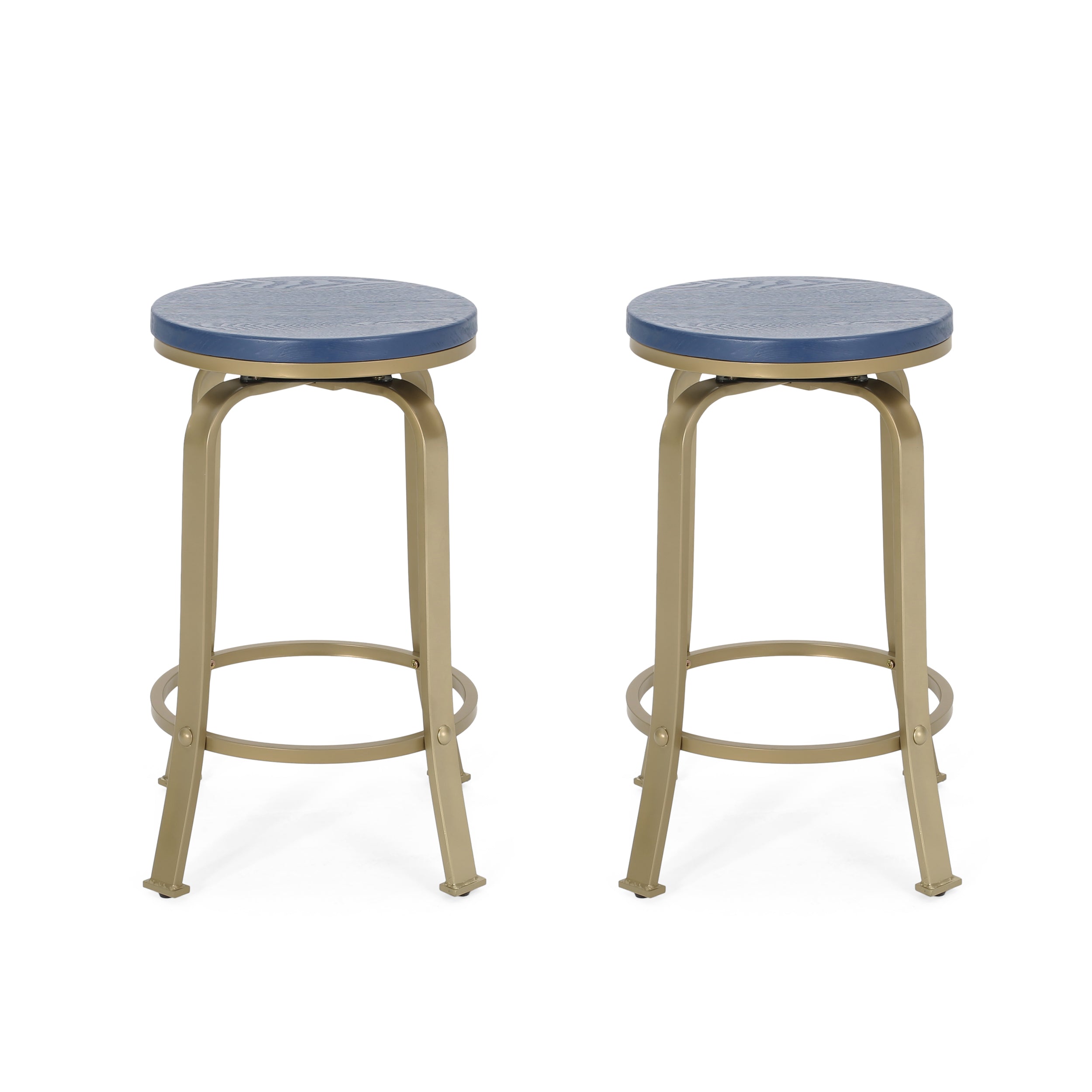 Cassum Modern Industrial Swiveling Counter Stool (Set of 2)