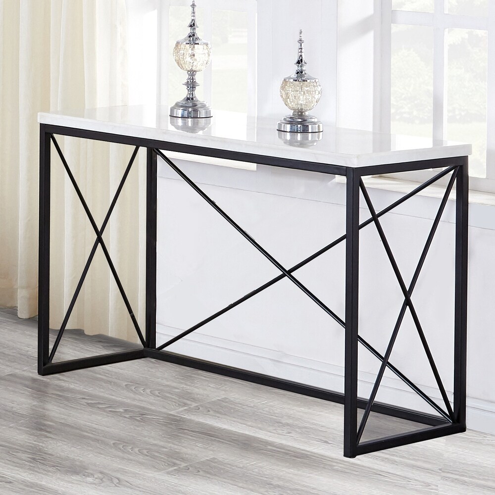 Carbon Loft Havinga Modern White Marble Sofa Table