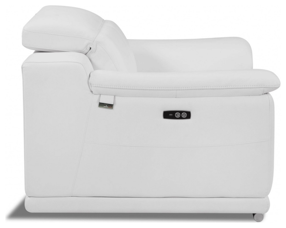 Mod Winter White Italian Leather Recliner Chair   Contemporary   Armchairs And Accent Chairs   by UStradeENT LLC  Houzz