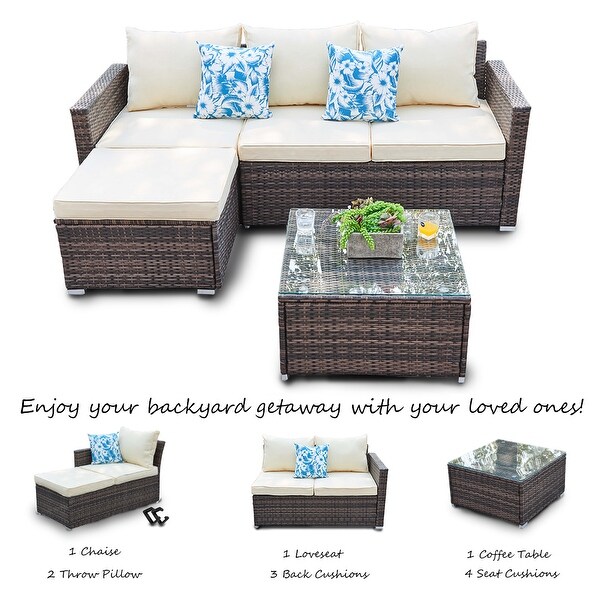 3-piece Patio Furniture Sets Resin Wicker Outdoor Sectional Sofa Chat Set - Overstock - 31721010