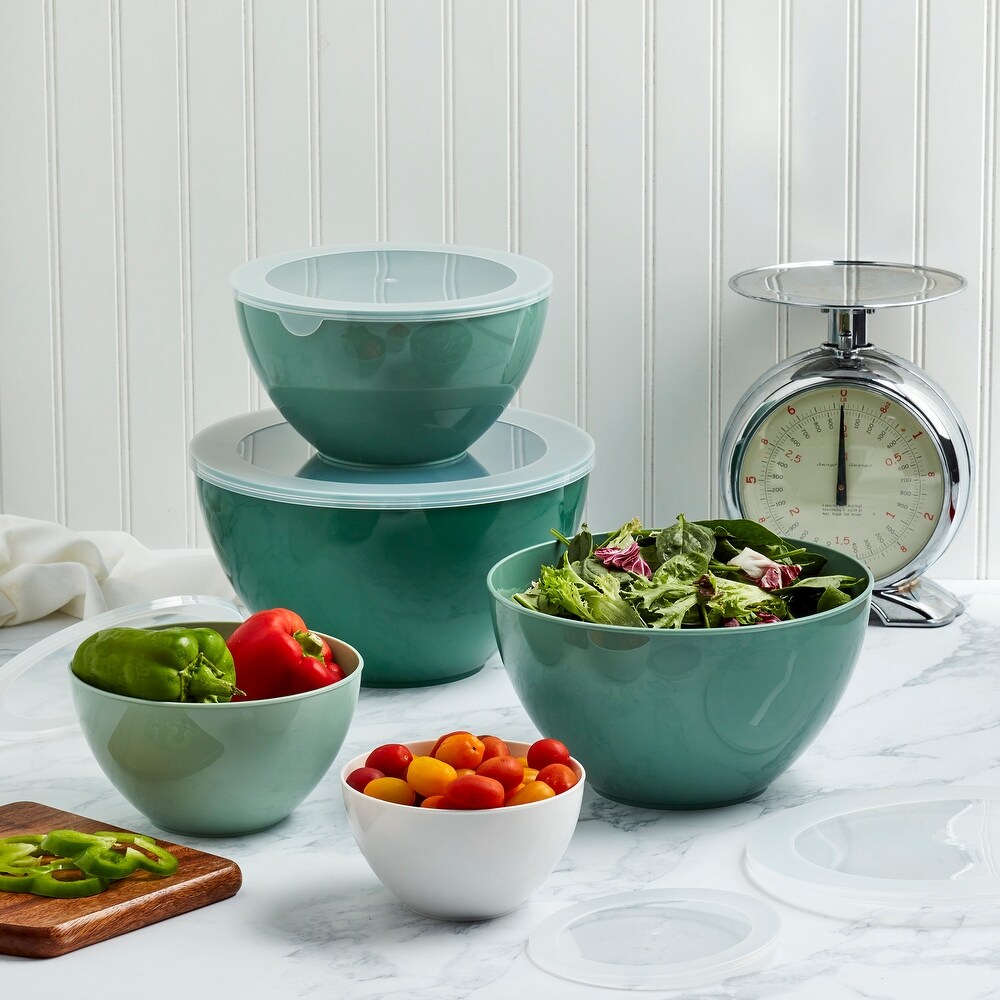 10 Piece Mixing Bowl Set with Lids  Gradient Fern Green