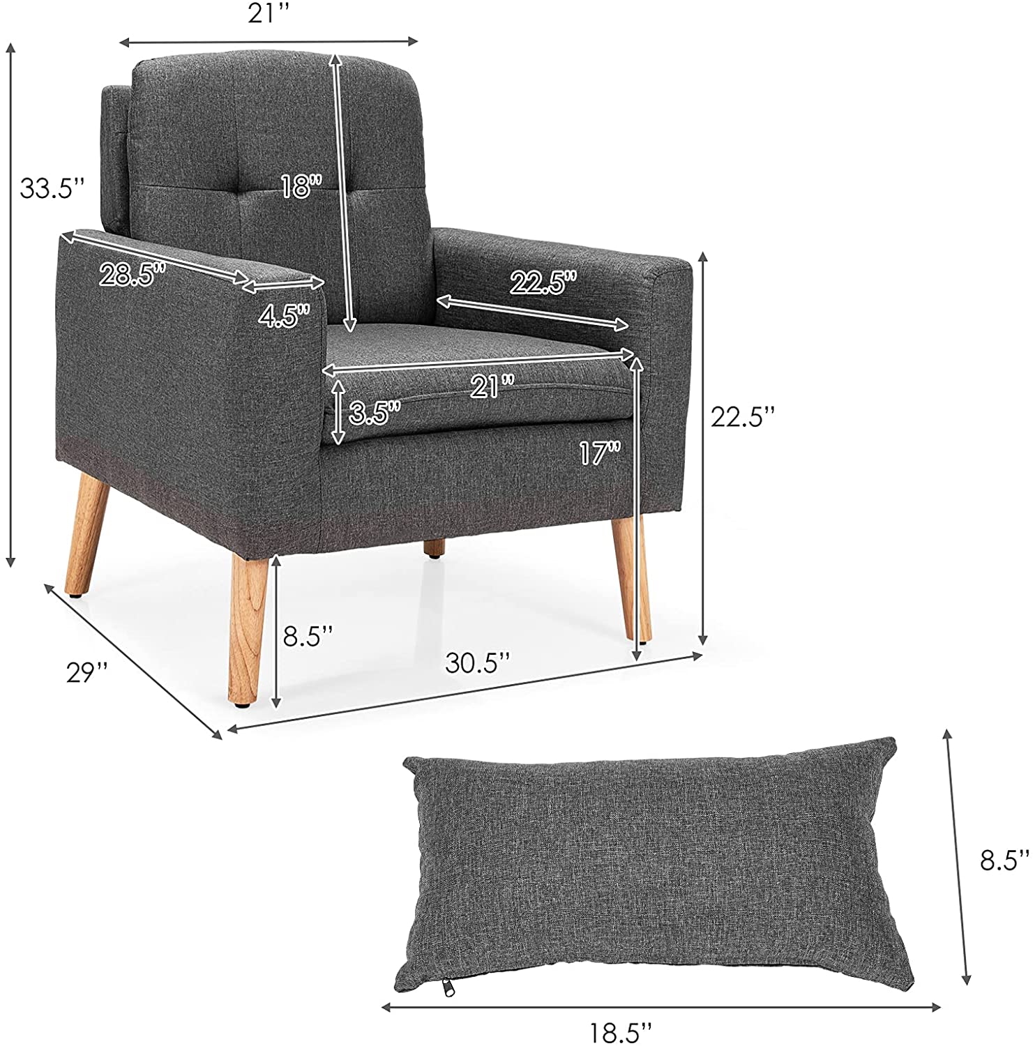 Giantex Modern Leisure Chair for Living Room Bedroom Office