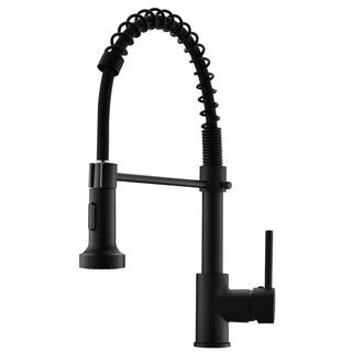 Boyel Living Stainless Steel Faucet Single-Handle Faucet Pull-Down Sprayer Kitchen Faucet Black BM289B-45