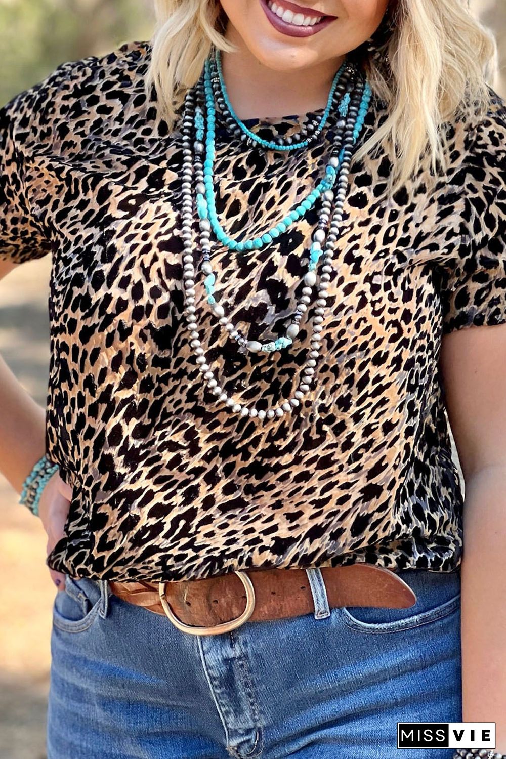 Leopard Plus Size Short Sleeve T-shirt