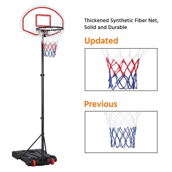 Height Adjustable Basketball Hoop System Portable Basketball Goal for Kids Youth Outdoor，6.4-8.2 ft， Red