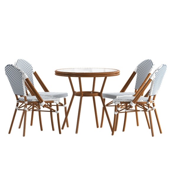 Indoor/Outdoor Commercial Bistro Set with Table and Four Chairs