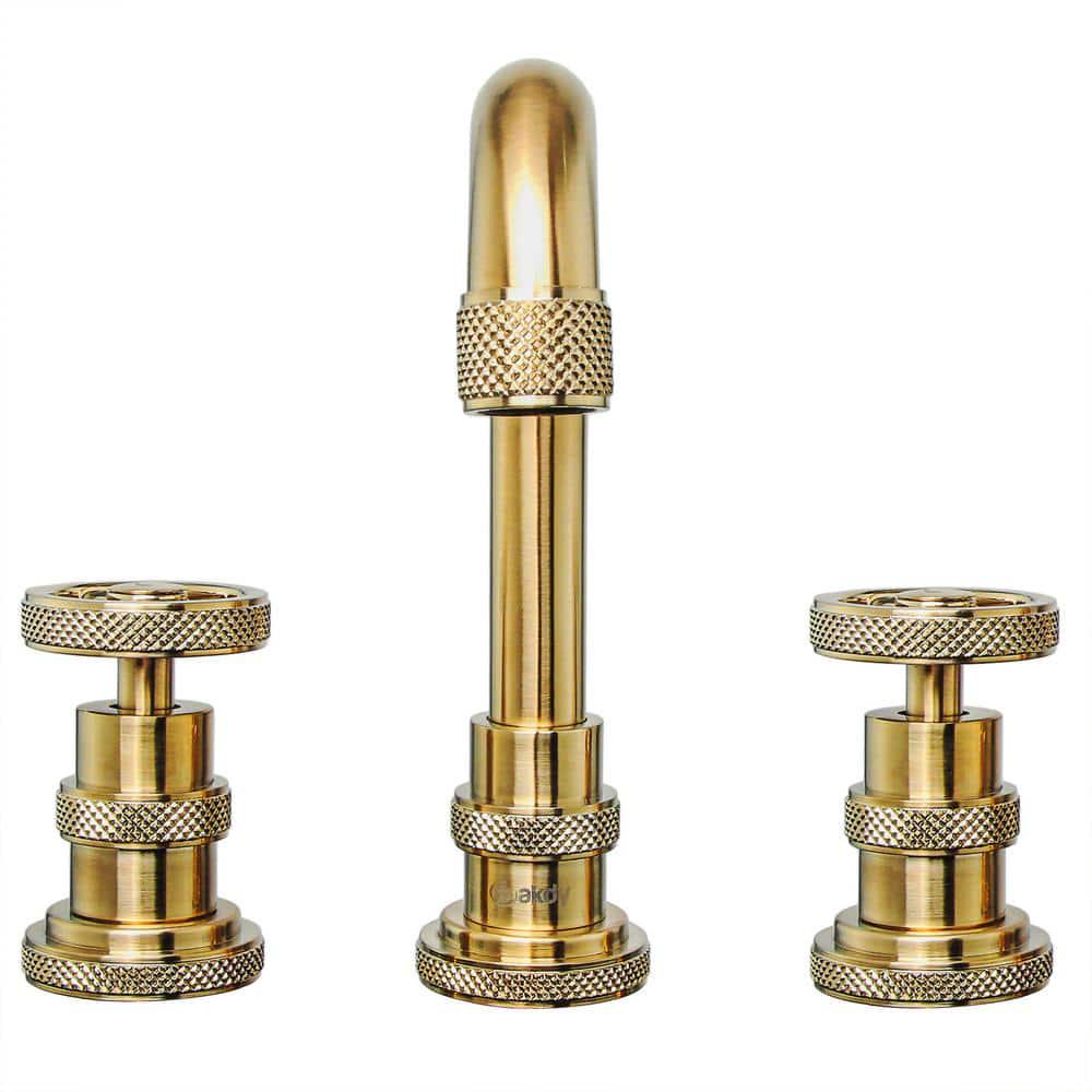 AKDY 8 in Widespread 2Handle HighArc Bathroom Faucet in Brushed Gold