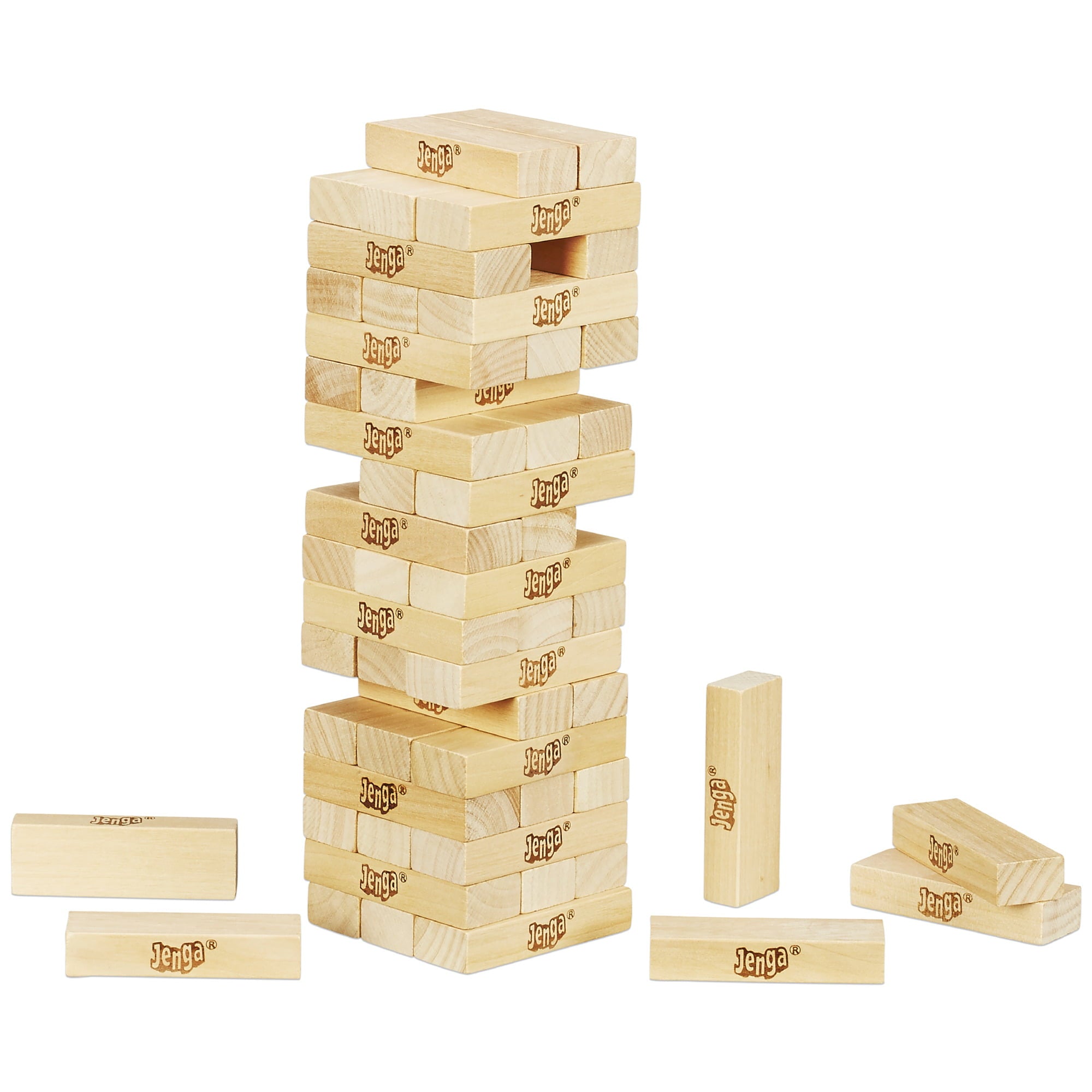 Jenga， Classic Game， Genuine Hardwood Blocks， Stacking Game for Kids Ages 6+