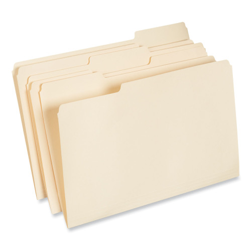 Universal Top Tab Manila File Folders， 1/3-Cut Tabs， Assorted Positions， Legal Size， 11 pt. Manila， 100/Box (15113)