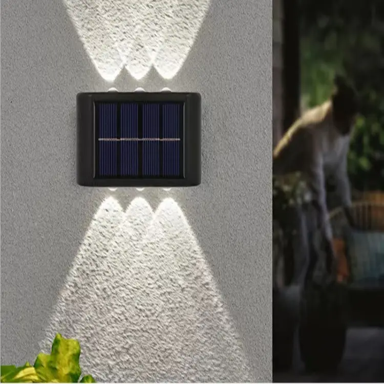 8 LED white Outdoor waterproof LED Solar Power Garden Yard Lamp wall light