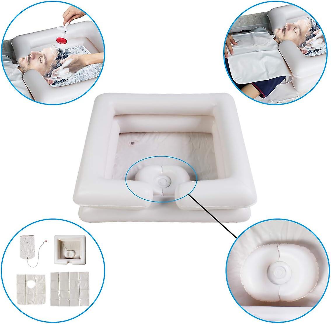 Inflatable Bedside Shampoo Basin Kit With Water Bag， Shower， Shawl， Cushion， For Disabledand Elderly Bed Easy， Pregnancy， Bedridden Or Post-surgical Pat