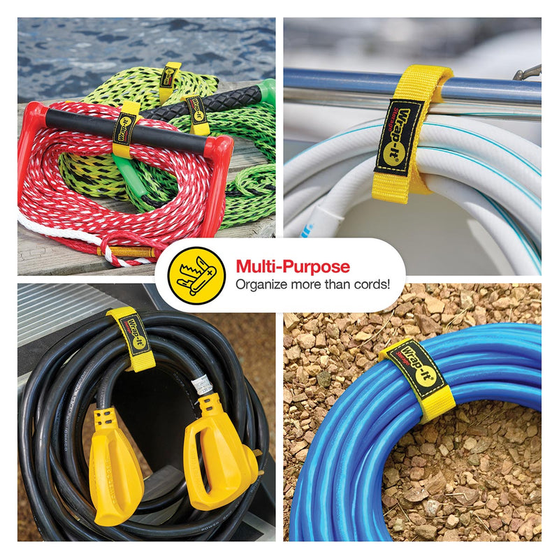 Wrap-It Storage 12 Quick-Strap Cord and Rope Organizer， Yellow (3-Pack)