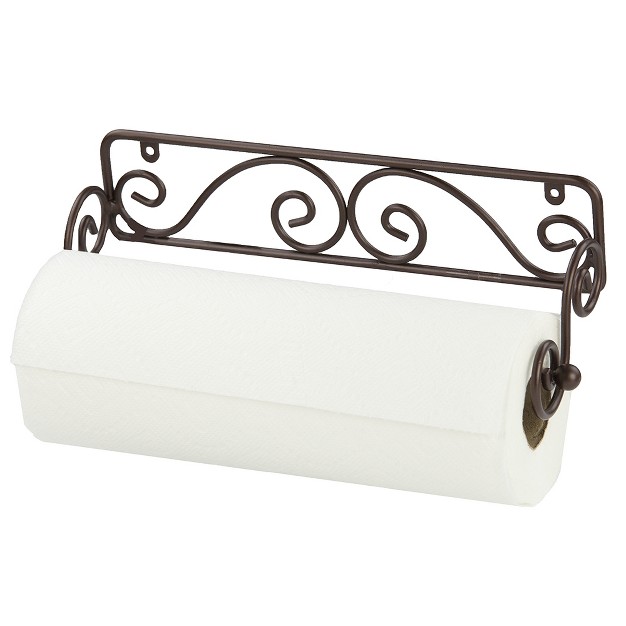 Home Basics Scroll Collection Steel Wall Mounted Paper Towel Holder Bronze