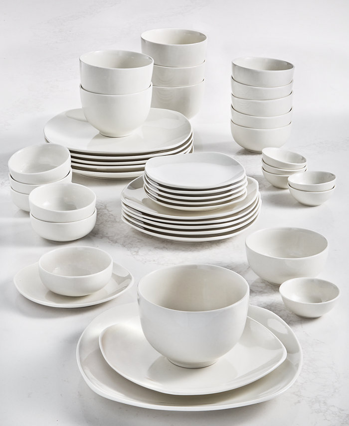 Tabletops Unlimited Inspiration by Denmark Soft Square 42 Pc. Dinnerware Set Service for 6