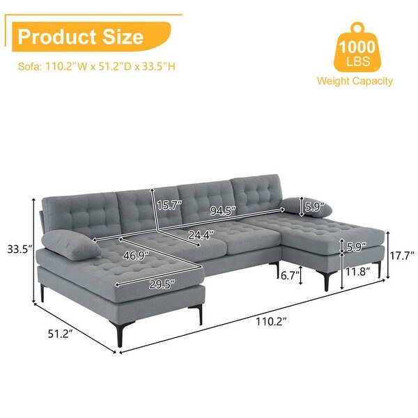 110'' 4-Seat U-Shaped Upholstered Sectional Sofa