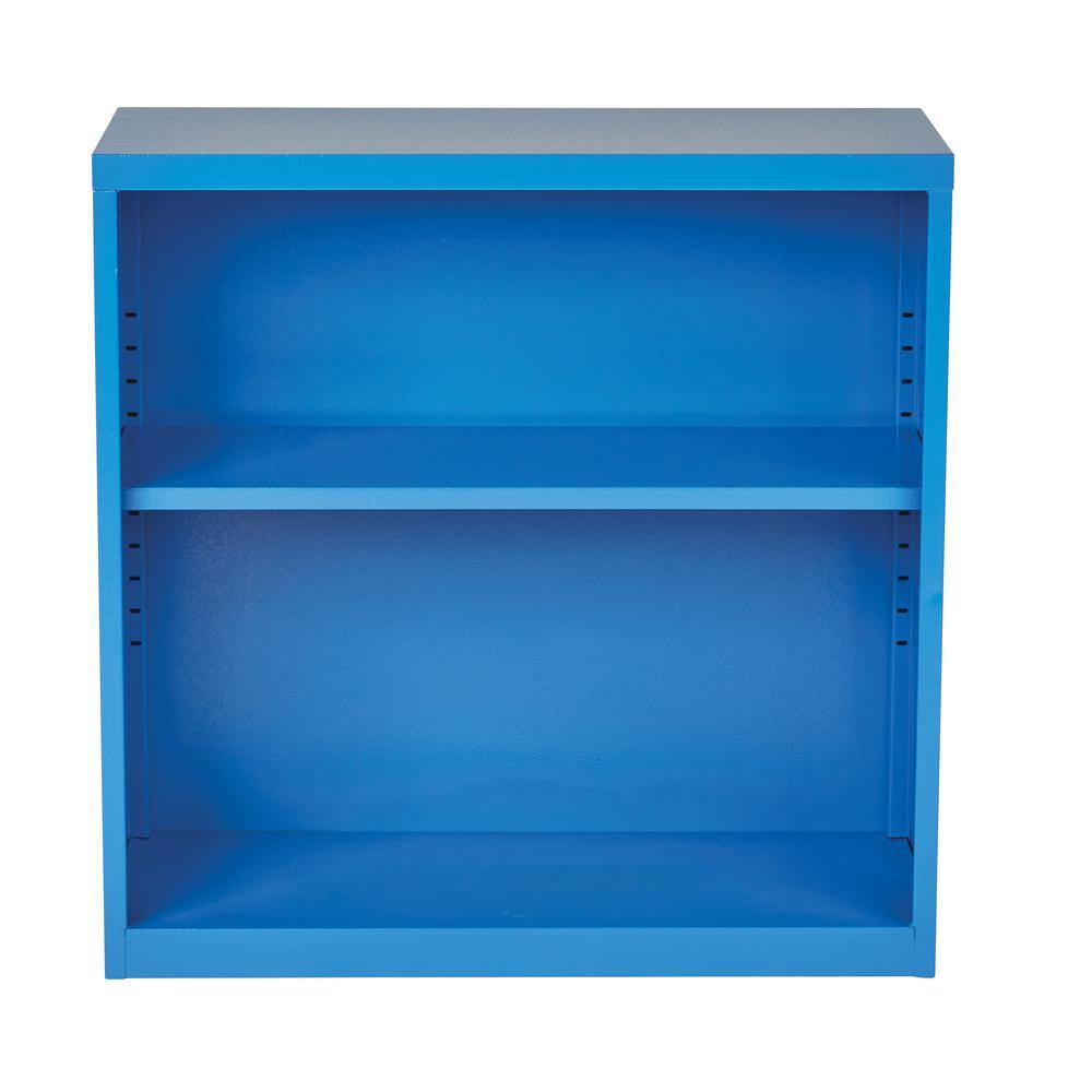 OSP Home Furnishings 28 in. Blue Metal 2-shelf Standard Bookcase with Adjustable Shelves HPBC7