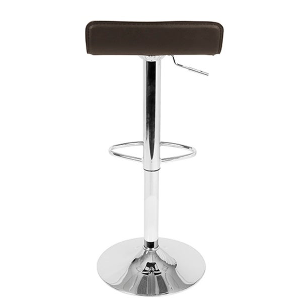 Lumisource Ale Contemporary Adjustable Barstool in Brown PU Leather - Set of 2 - 16