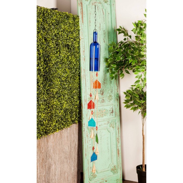 Glass Bottle Eclectic Abstract Windchime Blue Olivia amp May