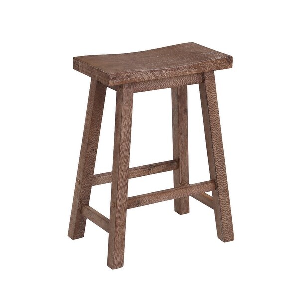 Wooden Frame Saddle Seat Counter Height Stool with Angled Legs， Gray