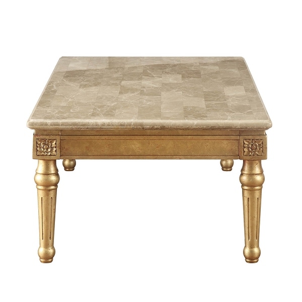 32' X 57' X 20' Marble Antique Gold Wood Coffee Table - 32' X 57' X 20'