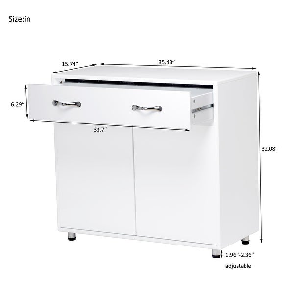 TiramisuBest Two door Side Table-White with storage