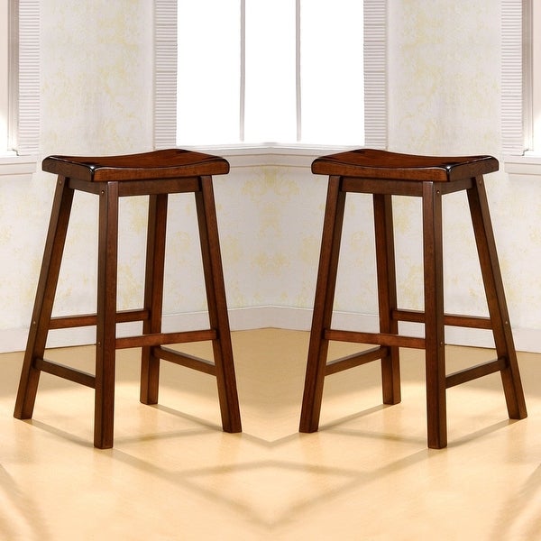 Casual Chestnut Saddle Design Stools (Set of 2)