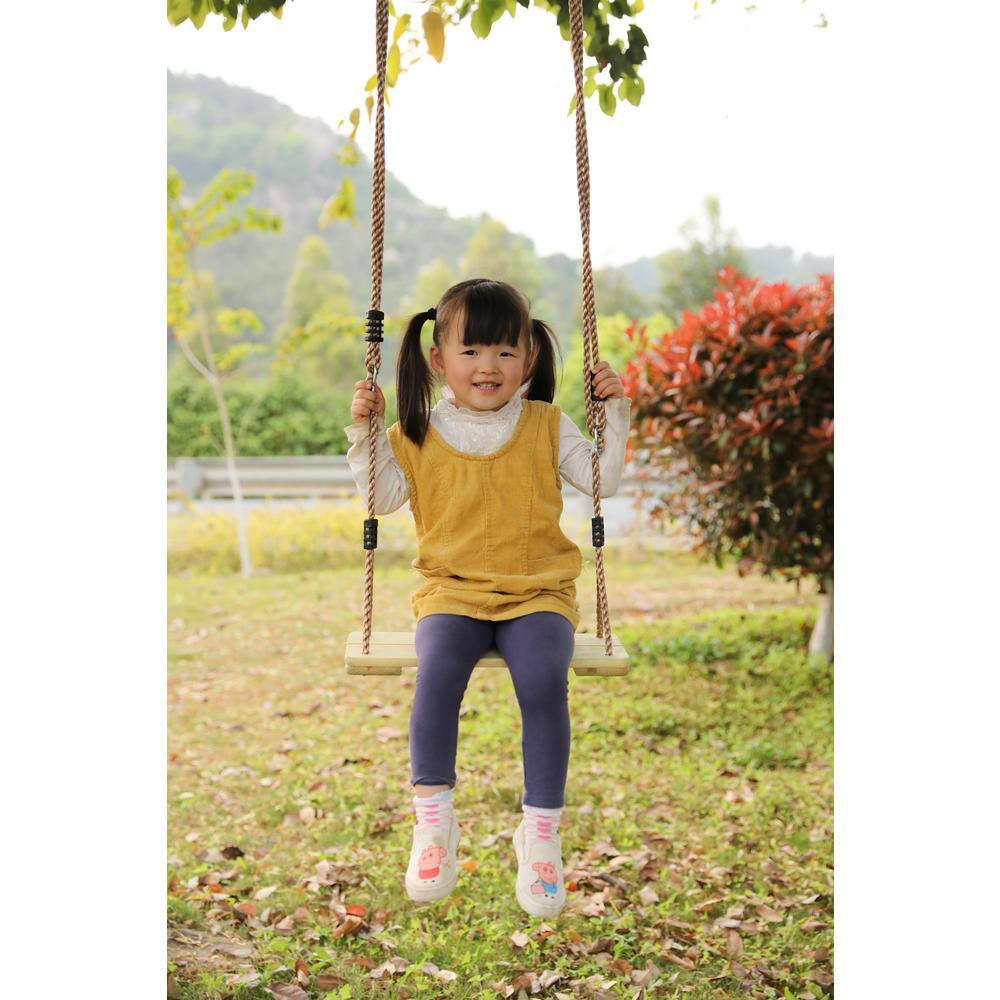 PLAYBERG Outdoor Wooden Tree Bar Swing with Hanging Ropes QI003370