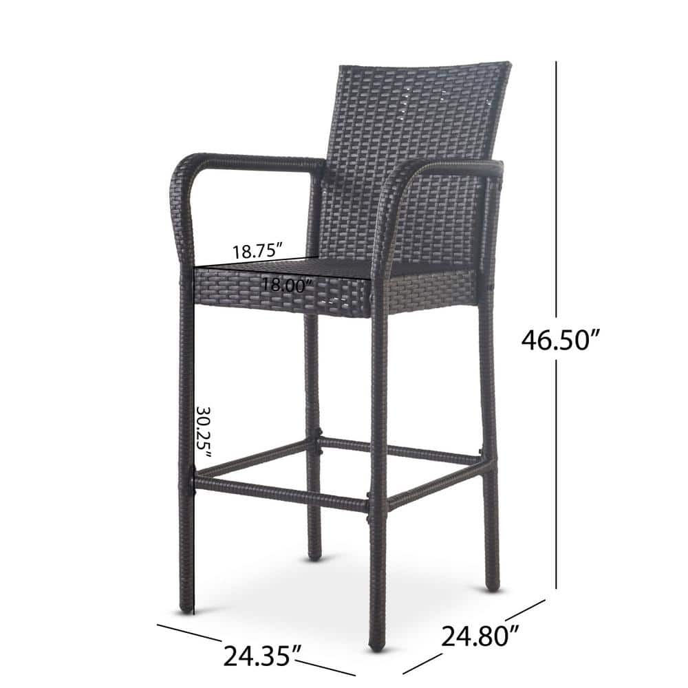 Cisvio 30-Inch Wicker Grey Outdoor Bar Stool with White Cushion (Set of 2) D0102H7NKKP