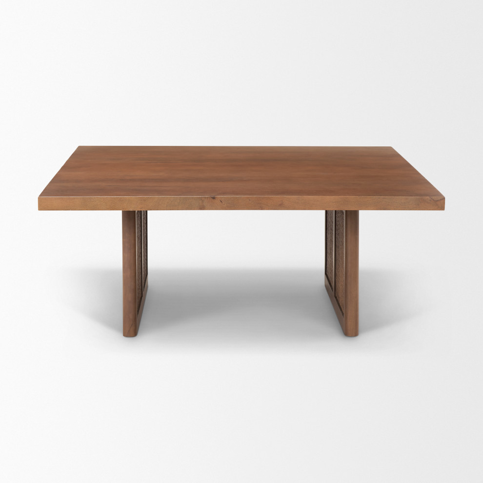 Grier Medium Brown Solid Wood  ampCane Coffee Table   Tropical   Coffee Tables   by Mercana  Houzz