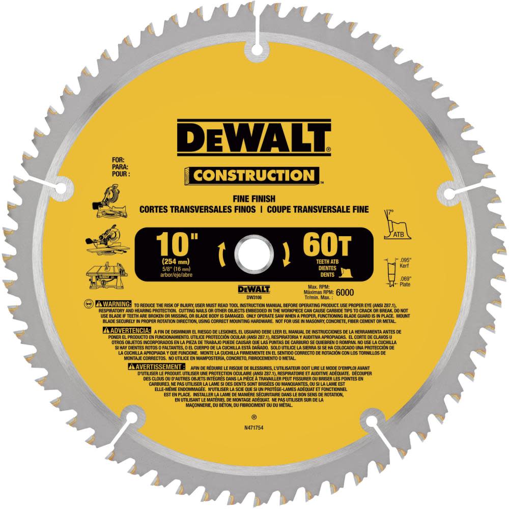 10-in 60-Tooth Carbide Saw Blade ;