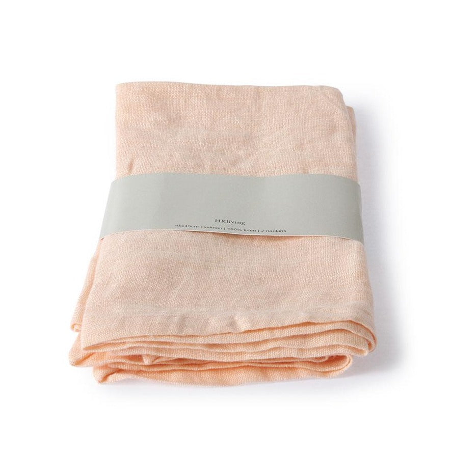 Natural linen salmon napkins (set of 2)