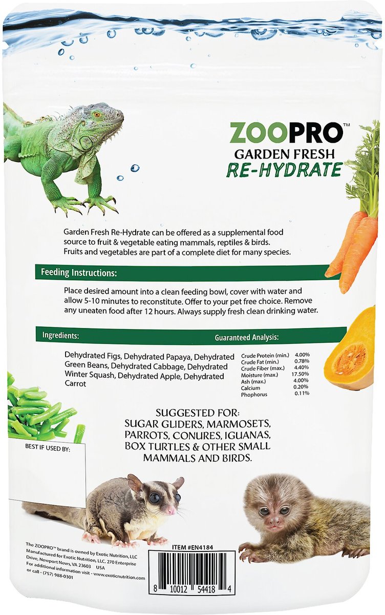 Exotic Nutrition ZooPro Garden Fresh Re-Hydrate Small Pet Treats， 10-oz bag