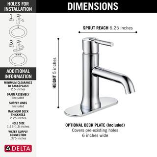 Delta Trinsic Single Hole Single-Handle Bathroom Faucet in Chrome 559LF-GPM-MPU