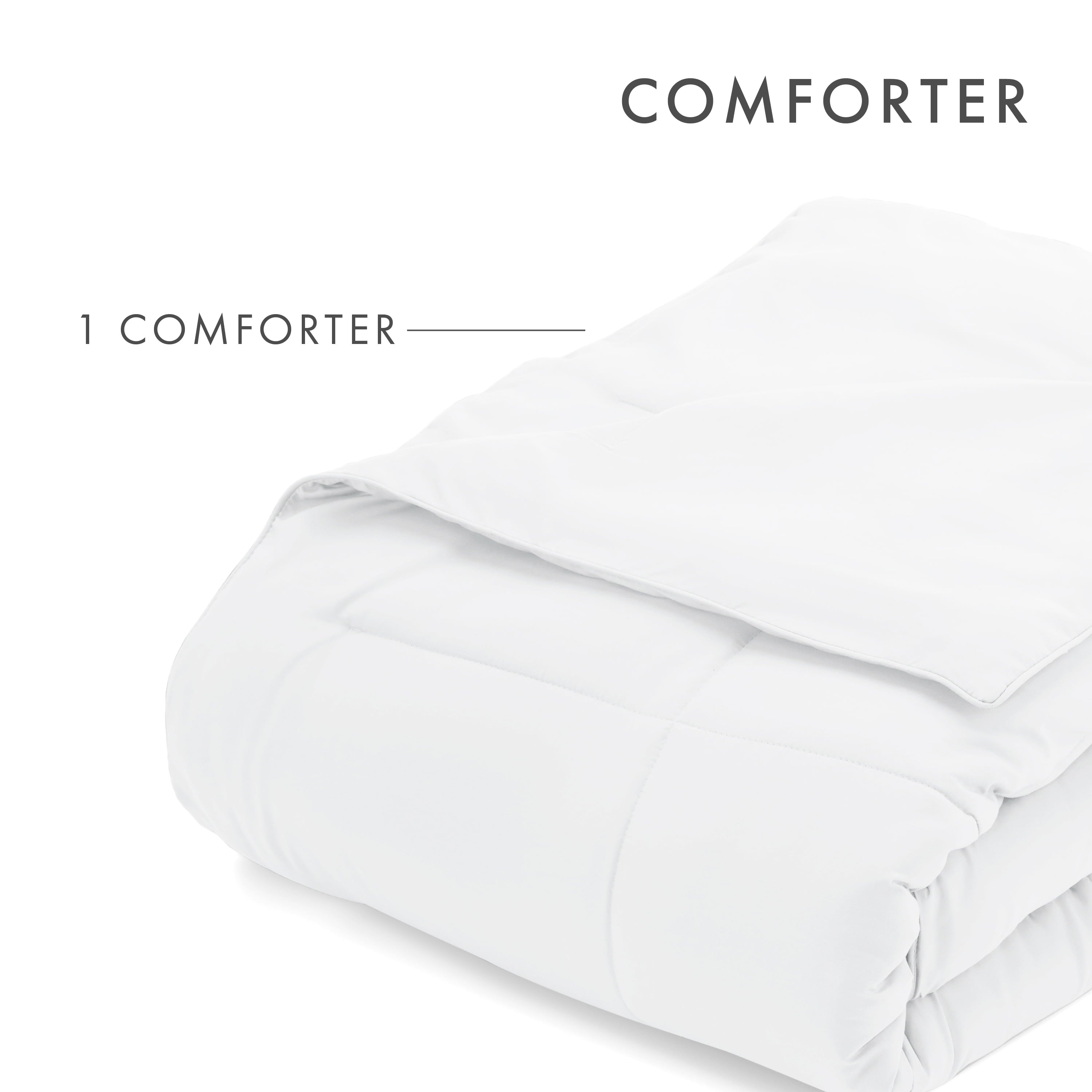 White All Season Alternative Down Solid Comforter， Twin/Twin XL， by Noble Linens