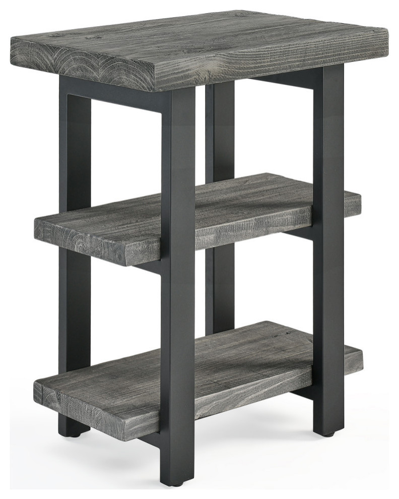 Pomona Metal and Wood 2 Shelf End Table   Industrial   Side Tables And End Tables   by Bolton Furniture  Inc.  Houzz