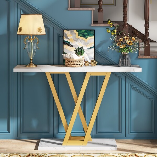 Console Sofa Table， Industrial Entryway Table for Hallway