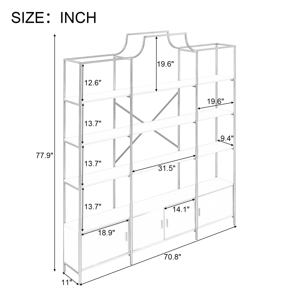 78 Inch 4 Tiers Home Office Bookshelf  Storage Cabinet Display Shelf